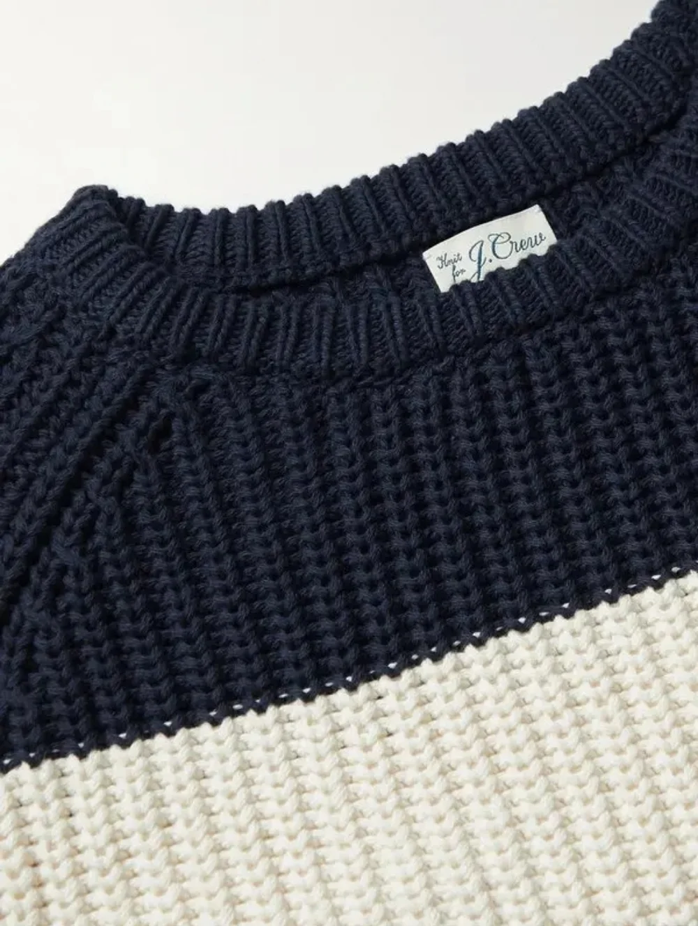 J. Crew Slim Fit Striped Cotton‎ Sweater Navy White